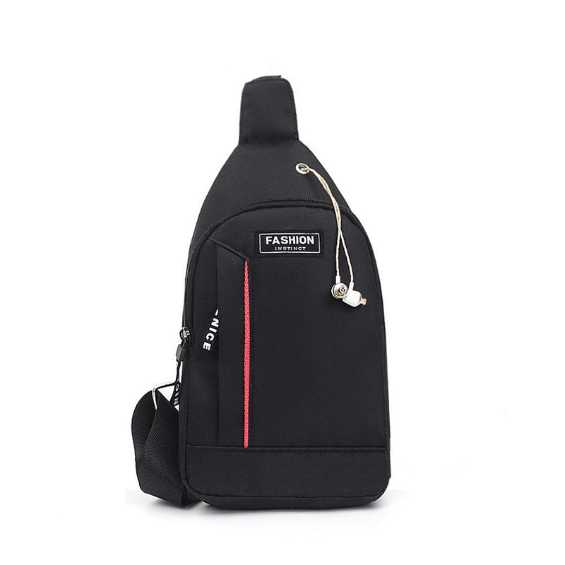 Mini Bolsa Mochila Transversal Fashion Instinct Alça Única Unissex Cadernos Tablet Smartphone Vários Bolsos Preto
